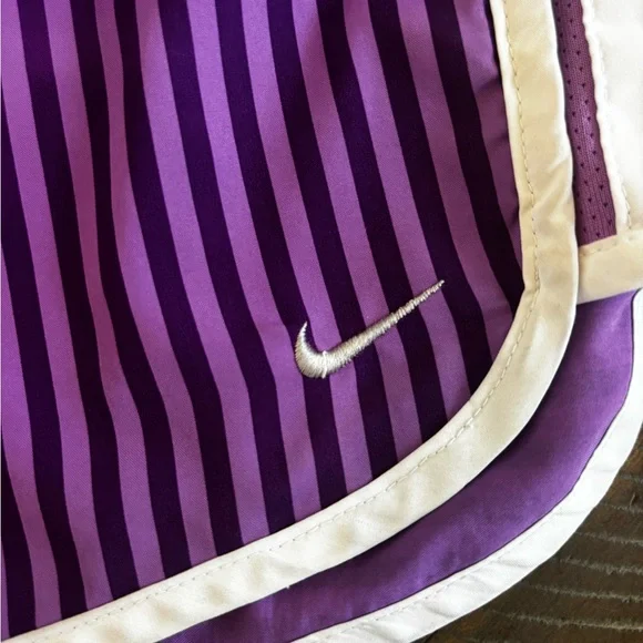 Nike Purple Striped Athletic Shorts with White Trim - Picture 2 of 6